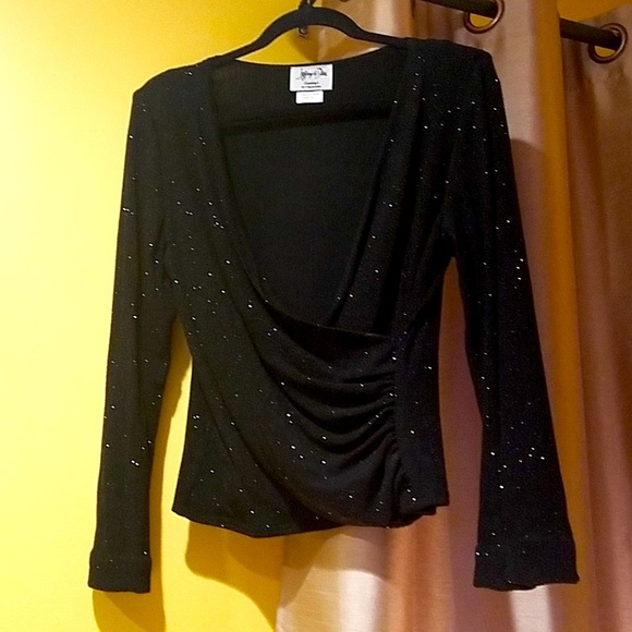Black formal blouse (shimmery/ light sparkle) - Picture 1 of 6